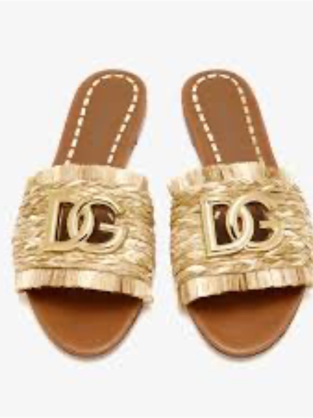 NEW Dolce & Gabbana Raffia Slide Sandals with Gold DG Emblem 38 - Picture 10 of 10